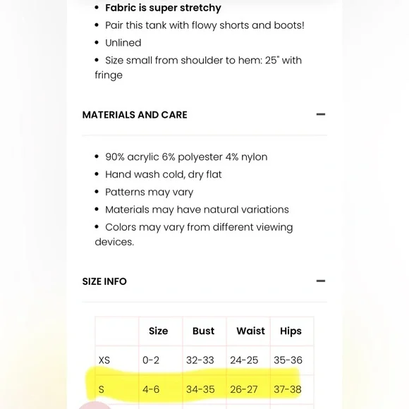 NWOT Taupe Fringe Hem Crochet Tank - Picture 4 of 5